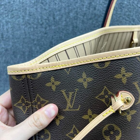 100% LOUIS VUITTON MONOGRAM NEVERFULL GM WITH POUCH TOTE BAG - Picture 3 of 16